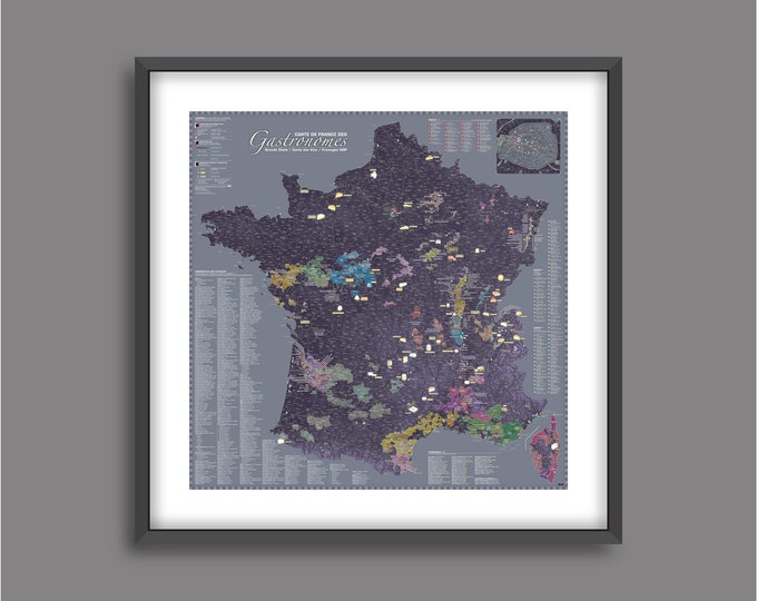 Map of France of the Gastronomes AUBERGINE by Mapom®