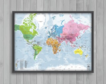 Simplified World Map CONTINENTS by Mapom®