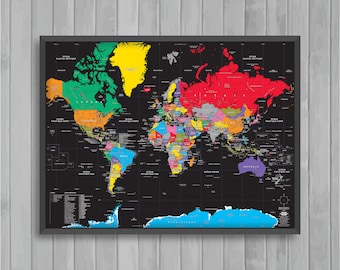 Simplified World Map COLOR & BLACK by Mapom®