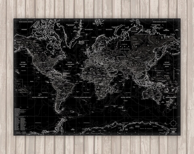 Detailed World Map DARK NIGHT by Mapom®