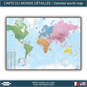 World map CONTINENTS style, by Mapom France