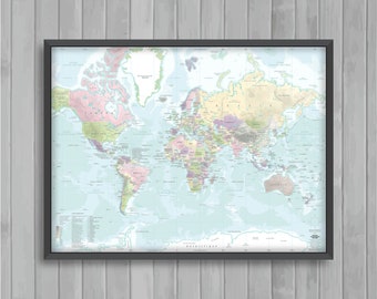 Simplified World Map PASTEL by Mapom®