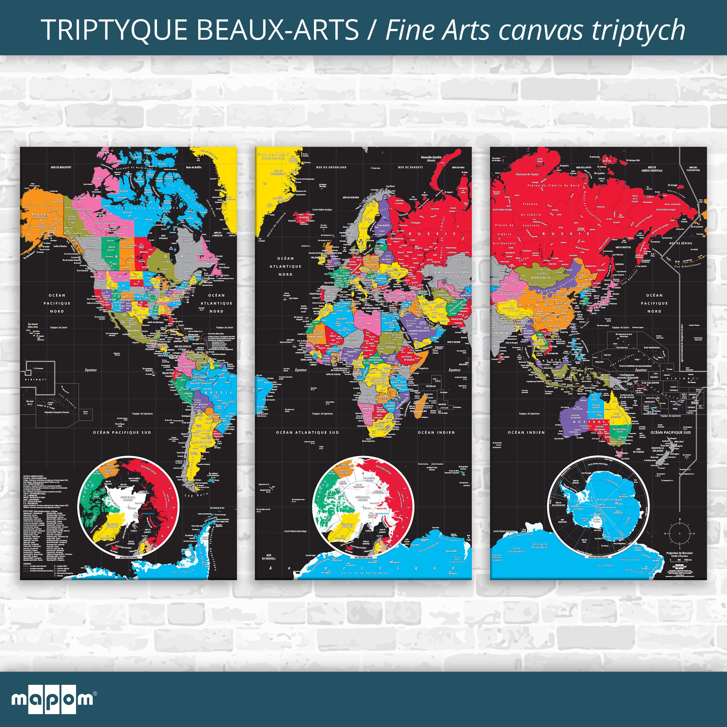 Triptyque Beaux-Arts Color & Black Par Mapom®