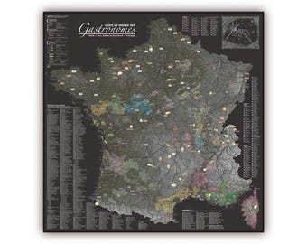 Gastonomic Map of France SLATE style, by Mapom France