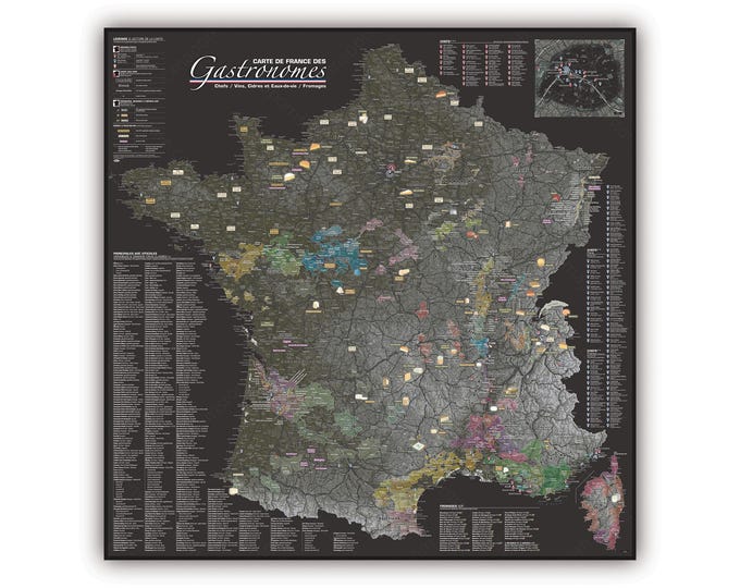 Gastonomic Map of France SLATE style, by Mapom France