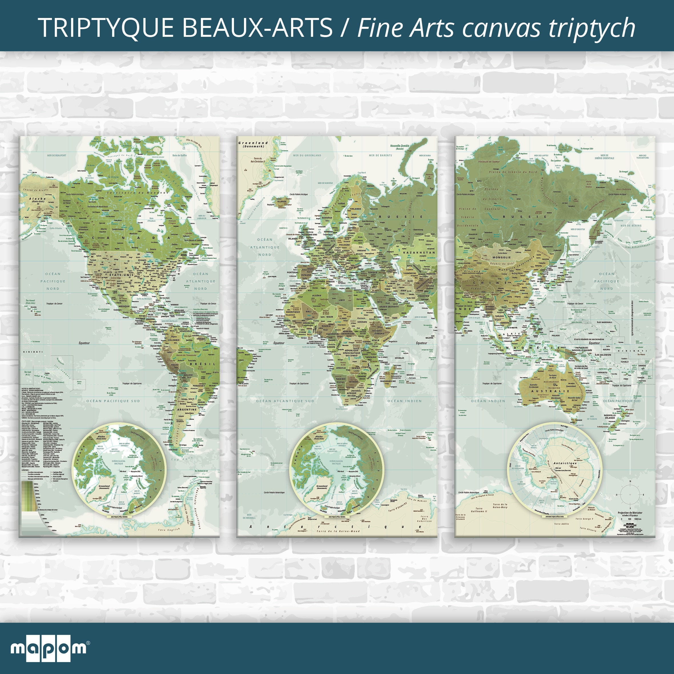 Triptyque Beaux-Arts Green Par Mapom®
