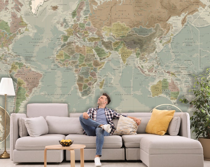 ANTIC giant world map (9 sizes of wallpaper or custom wallpaper) by Mapom®