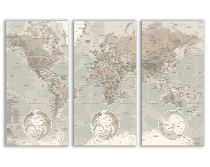 Triptych of the World OLD atmosphere by Mapom® (Posters to frame or Fine Arts paintings)