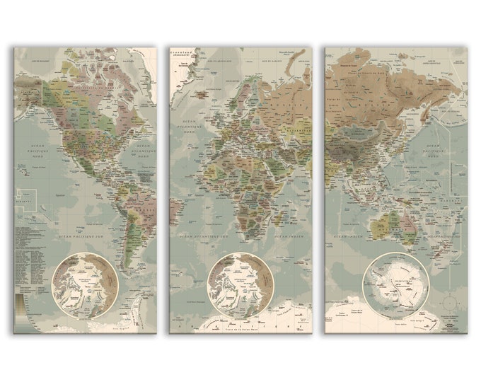 Triptych of the World ANTIC atmosphere by Mapom® (Posters to frame or Fine Arts paintings)