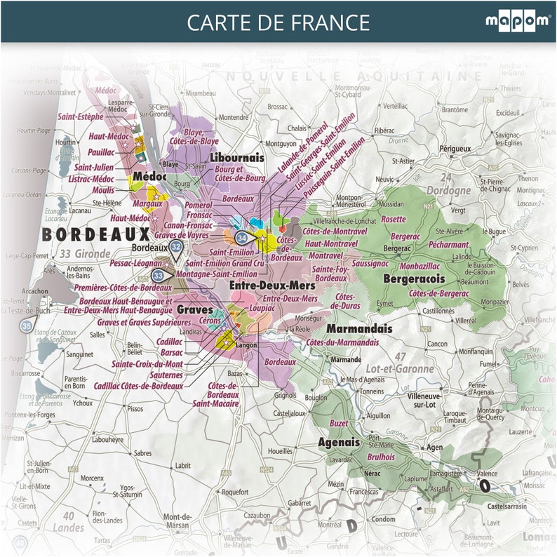 Map of France of MASTIC Gastronomes by Mapom® Etsy