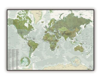 World map GREEN style, by Mapom France