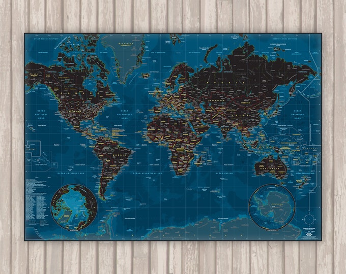 Detailed world map NIGHT by Mapom®