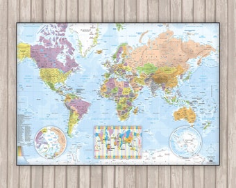 Detailed World Map SCHOOL by Mapom®