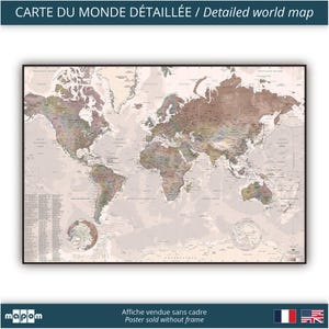 Ambiance VINTAGE par Mapom, carte du monde détaillée