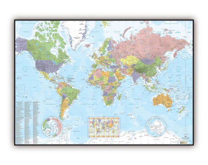World map SCHOOL style, by Mapom France