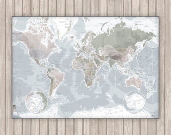Detailed world map SOFT by Mapom®