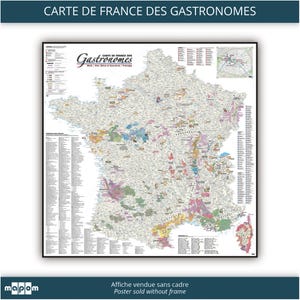 Carte de France des VINS, FROMAGES, GASTRONOMES par Mapom, ambiance Classique, mise à jour 2024