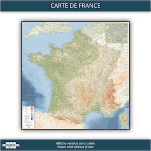 Carte de France RELIEF par Mapom, mise à jour 2024
