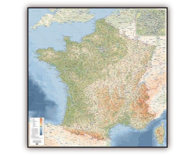 RELIEF Map of France, by Mapom France