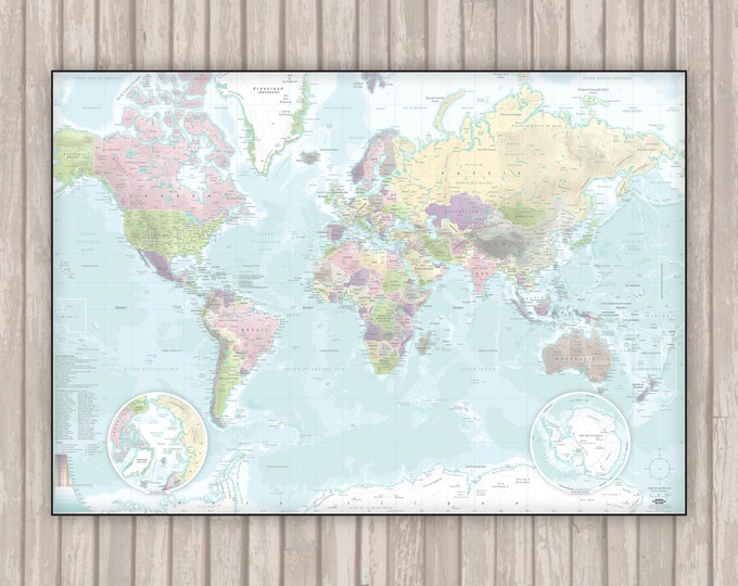Detailed PASTEL World Map by Mapom®