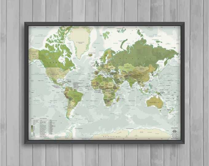 Simplified World Map GREEN by Mapom®