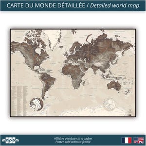 Ambiance CAFÉ CRÈME par Mapom, carte du monde détaillée