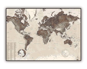 World map COFFEE CREAM style, by Mapom France