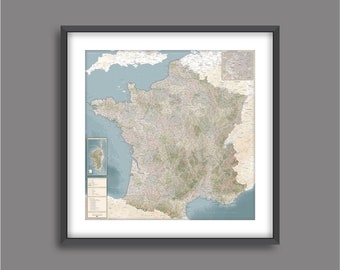 Map of France VINTAGE by Mapom®