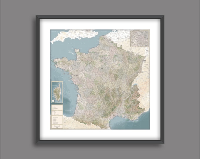 Map of France VINTAGE by Mapom®