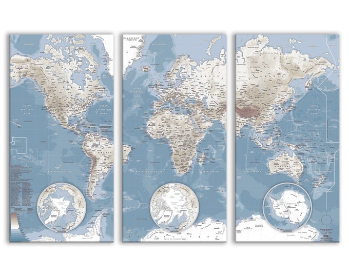 Triptych of the World TRENDLY atmosphere by Mapom® (Posters to frame or Fine Arts paintings)