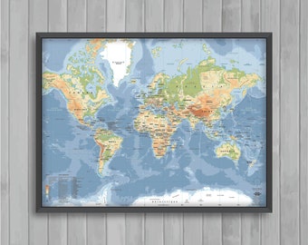 Simplified World Map CLASSIC by Mapom®