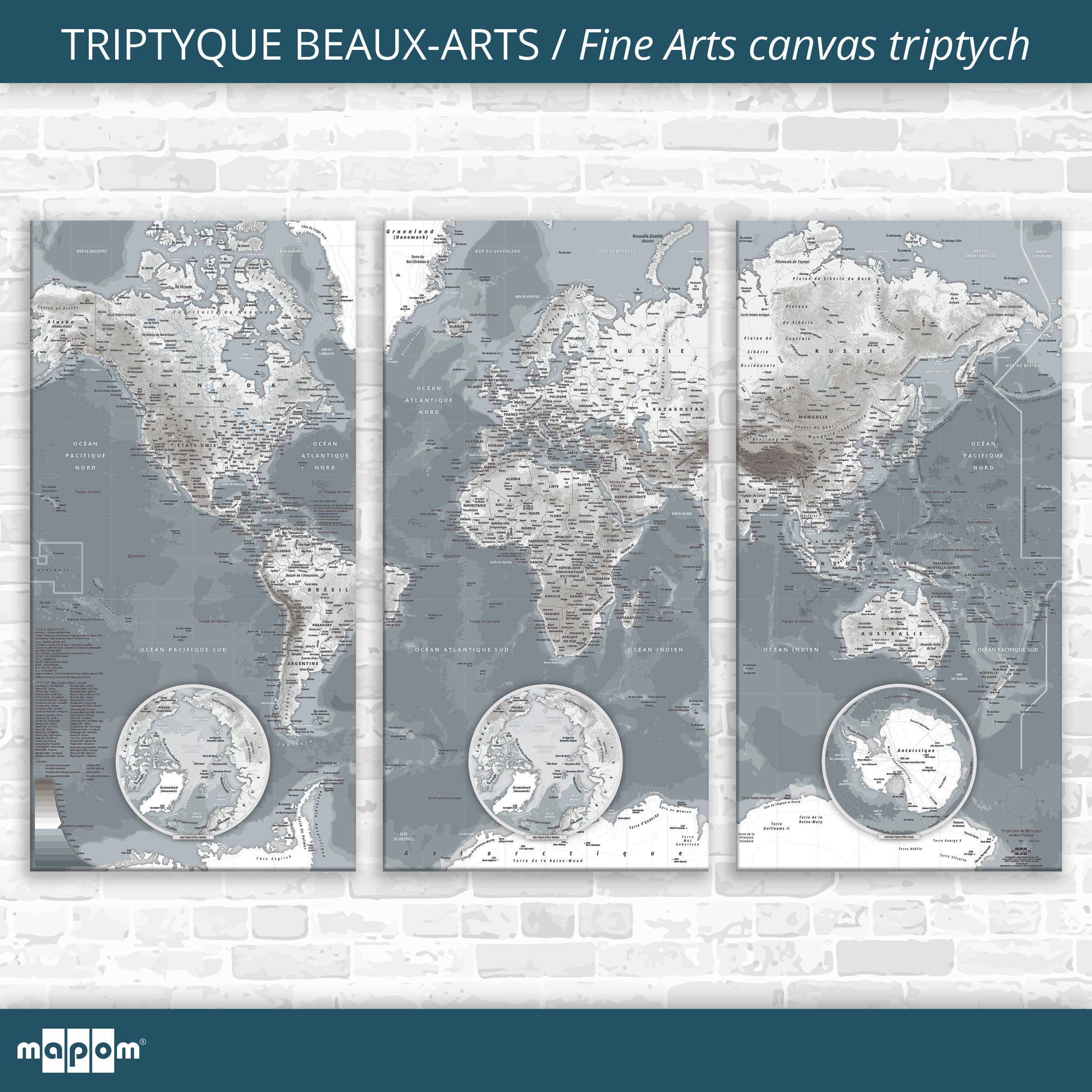 Triptyque Beaux-Arts Grey Par Mapom®