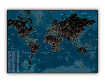 World map NIGHT style, by Mapom France