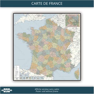 Carte de France des DÉPARTEMENTS par Mapom, mise à jour 2024