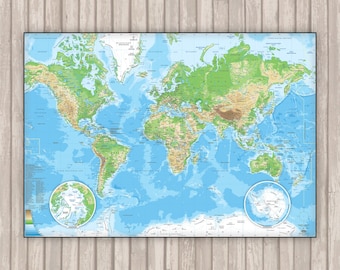 Carte du Monde détaillée RELIEF par Mapom®