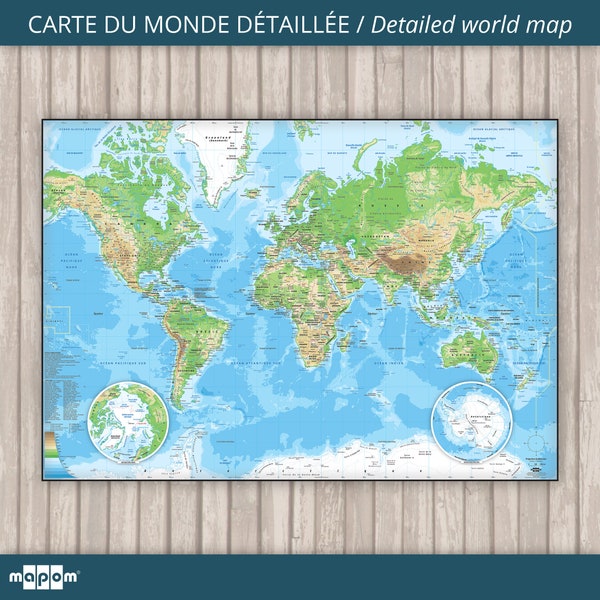 Carte du Monde détaillée RELIEF par Mapom®