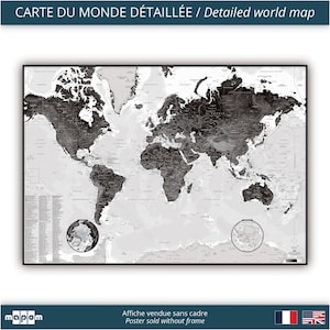 Ambiance BLACK & WHITE par Mapom, carte du monde détaillée