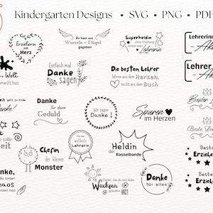 Abschiedsgeschenk Lehrerin SVG | Danke Erzieherin Plotterdatei | Sprüche für Geschenke zum Schuljahresende | Cricut Datei Kita Abschied
