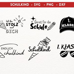 School Cone SVG, 1st Grade Schulkind 2025 Lettering Bundle– First Day of School svg dxf png – Cool German Back to School Cut File