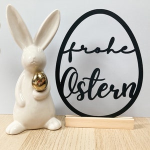 Frohe Ostern Dekor, Osterei Dekor svg, dxf Datei für Schneideplotter, Plotterdatei. Hase mit Blumen. Design für Bauklötze.