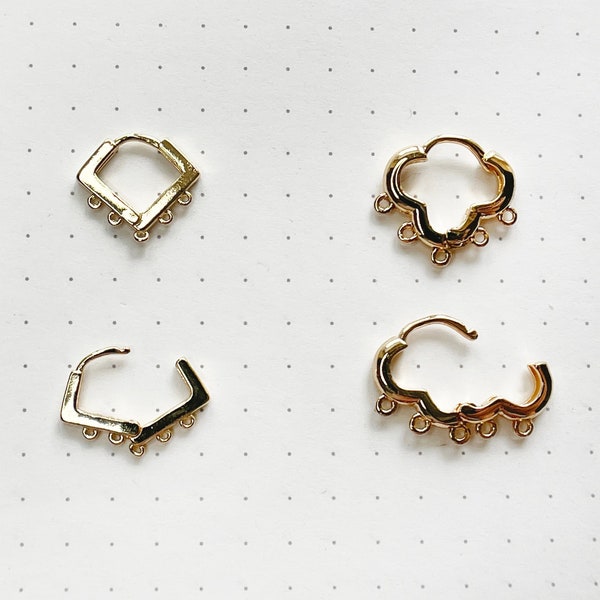 14k Gold Plated Earring Diamond/Cloud Stud Findings with loop,Earring findings with loop hole, Earring post, earring findings