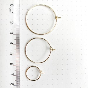 14K Gold plated Round Hoop Earrings,15mm 25mm 30mm Earring Hoops, Earring findings, Ear Rings, Ear Wires, Ear Hooks, Earring Supplies