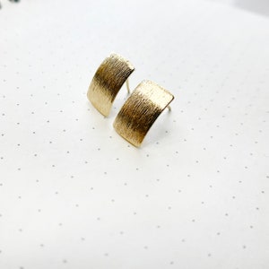 14K Gold plated Brushed geometric rectangle with hanging hole, S925 Stud Earring Posts,Earring findings