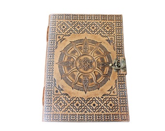 A4 Leather Journal, Celtic Design Diary, Leather Sketchbook, Note Book, Large Leather Journal