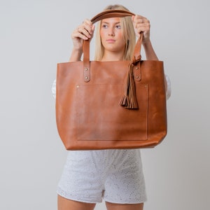 Leather Tote Bags Women, Personalized Tote with Zipper Option, Monogram Purse Handbag Carryall Bag, Gifts For Women image 3