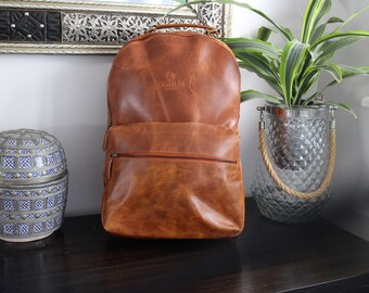 Leather Backpack, Brown Leather Backpack, Rucksack, Men Leather Backpack, Gifts for him, Full Grain Genuine Leather 29.5