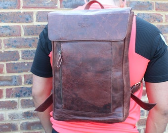 Vintage Style Leather Backpack Rucksack