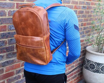 Leather Backpack, Brown Leather Backpack, Rucksack, Men Leather Backpack, Gifts for him, boys, Full Grain Genuine Leather