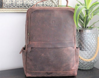 Leather Backpack, Brown Leather Backpack, Rucksack, Men Leather Backpack, Gifts for him, boys, Full Grain Genuine Leather 29.5