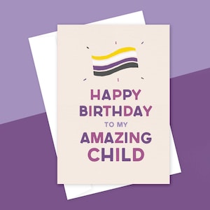 Feliz cumpleaños, mi maravilloso hijo: no binario, LGBT+, celebración, tarjeta de cumpleaños, alternativa, aventura